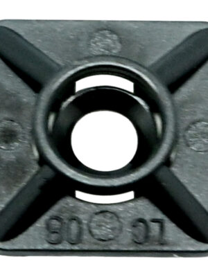 Cable Tie Mount Pad 19mm X 19mm For 3,6mm Tie Black 25pc Nylon