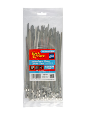 S/steel Cable Ties Ss304 4.6mm X 200mm Natural 100pc
