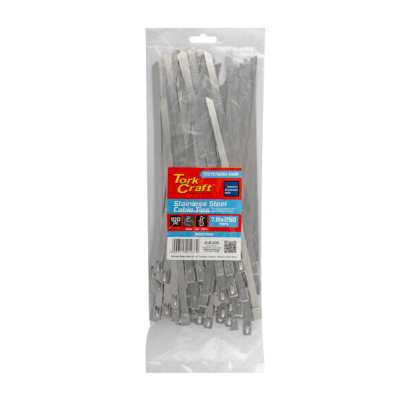 S/steel Cable Ties Ss304 7.9mm X 250mm Natural 100pc