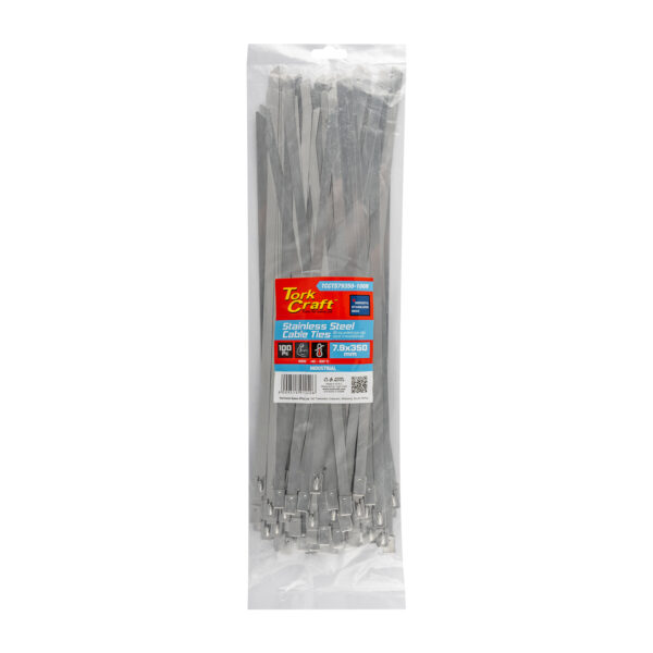 TCCTS79350-100N.jpg S/steel Cable Ties Ss304 7.9mm X 350mm Natural 100pc