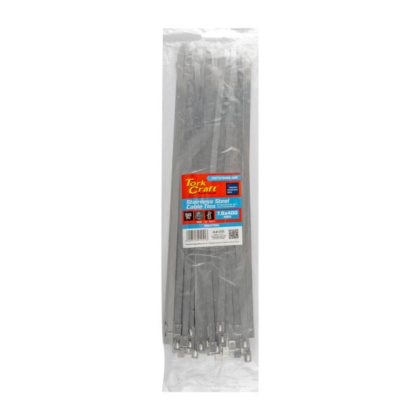 S/steel Cable Ties Ss304 7.9mm X 400mm Natural 50pc